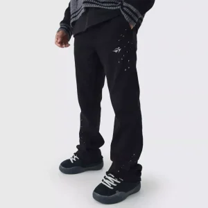 Relaxed Flared Carpenter Paint Splatter Trousers
