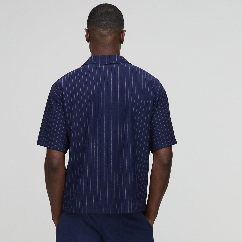 Oversized Boxy Pinstripe Revere Polo - Image 2