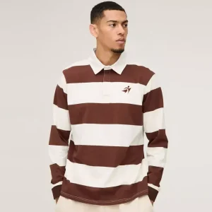 Regular Fit Stripe Long Sleeve Rugby Polo