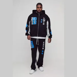 Oversized Boxy All Over Heart Printed Hooded Tracksuit